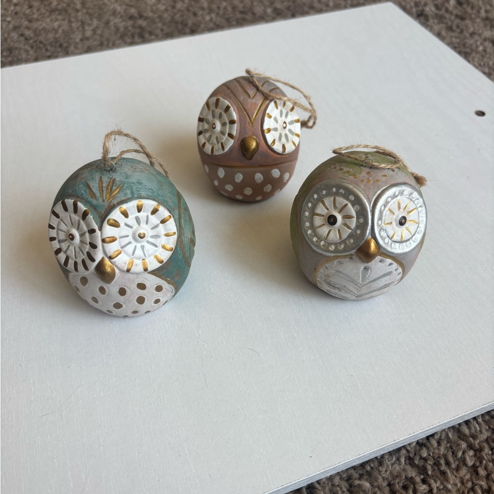 Owl ornaments ceramic or terracotta